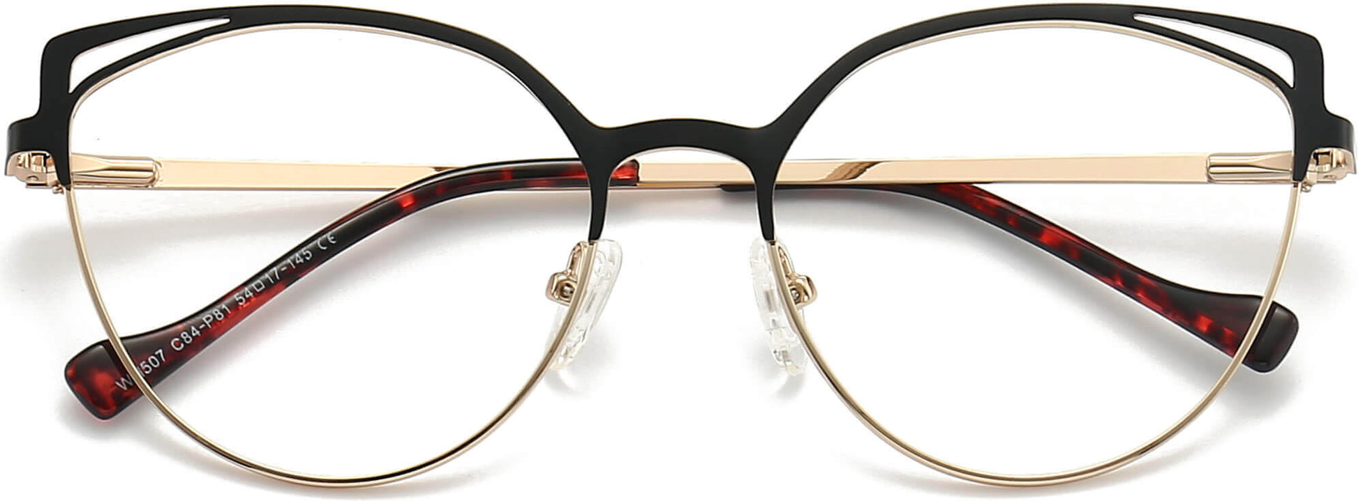 Margaret Cateye Black Eyeglasses from ANRRI, closed view