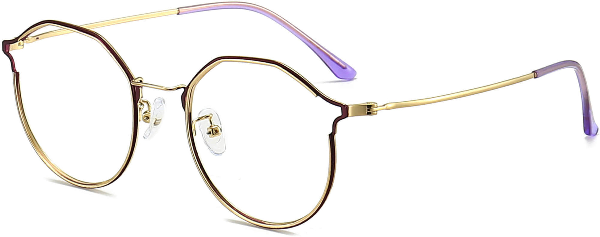 Maryam Geometric Gold Eyeglasses from ANRRI, angle view