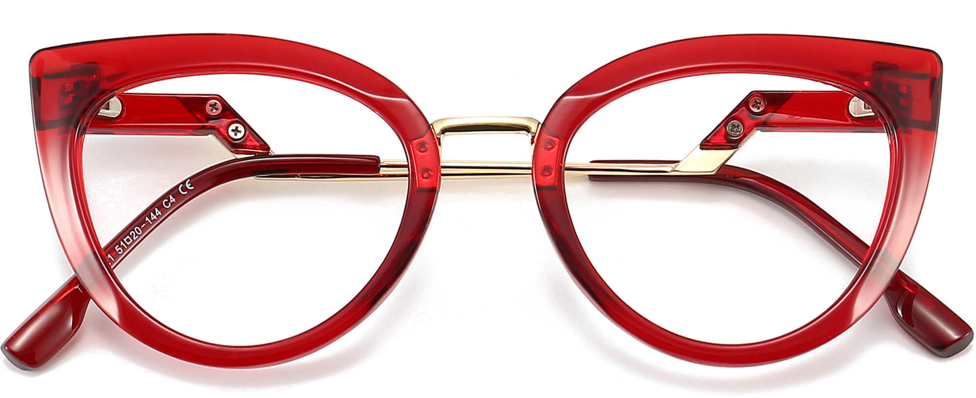 Matilda Cateye Red Eyeglasses from ANRRI, closed view
