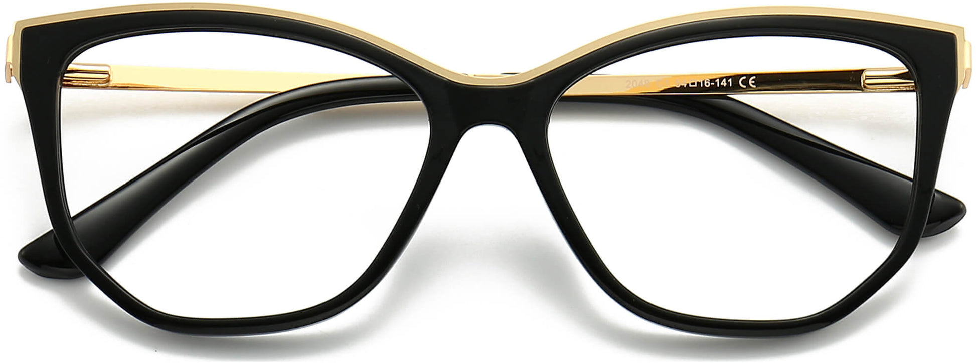 Maya Cateye Black Eyeglasses from ANRRI, closed view