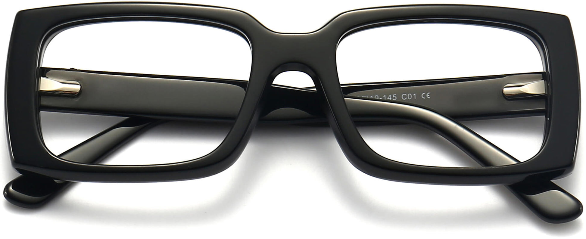 Mckinley Square Black Eyeglasses from ANRRI, closed view