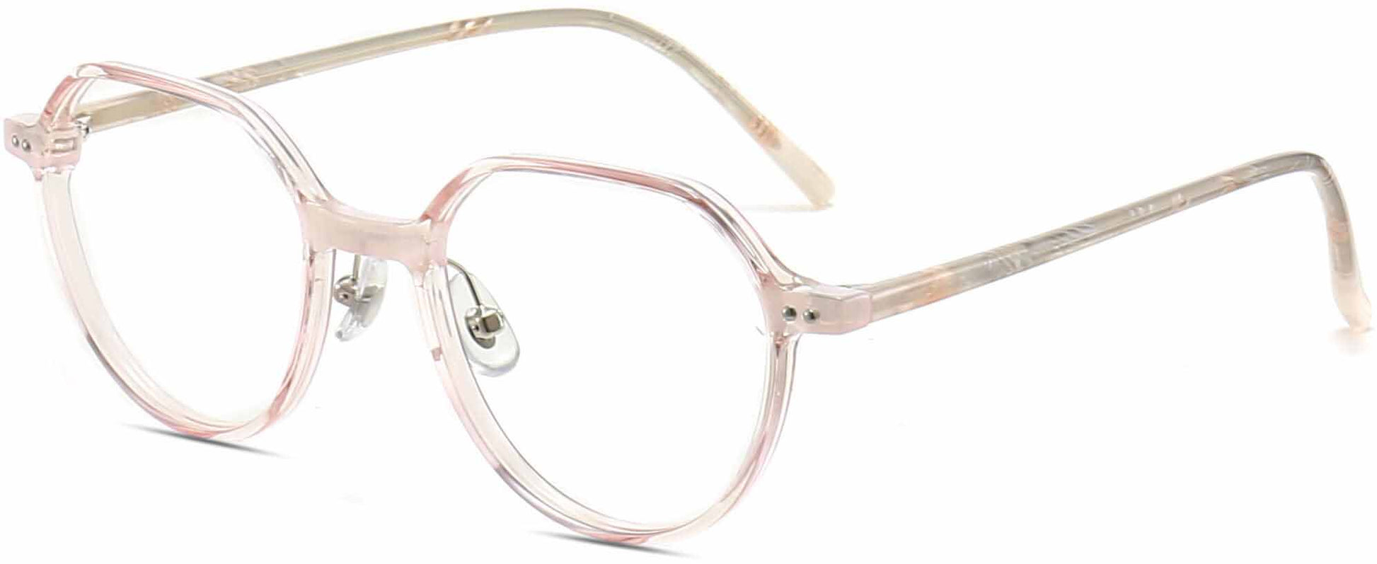 Messia Geometric Pink Eyeglasses from ANRRI, angle view