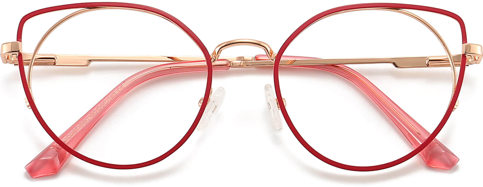 Miko Cateye Red Eyeglasses from ANRRI, closed view
