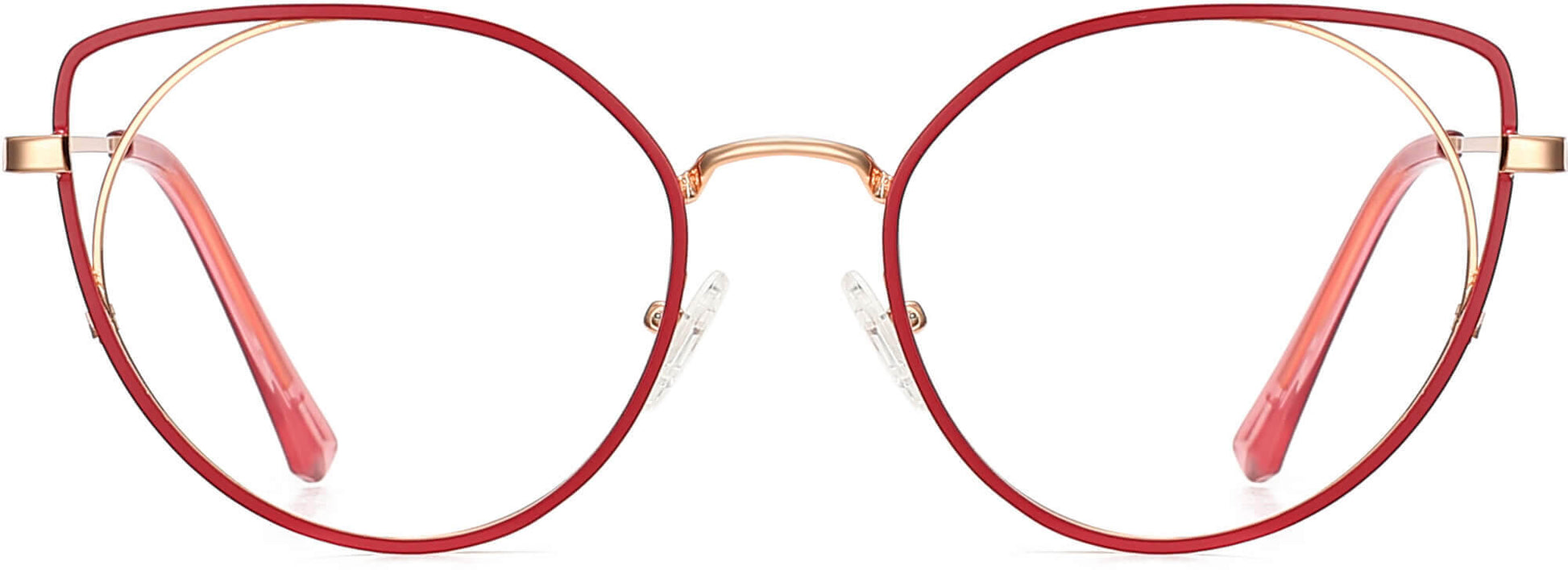 Miko Cateye Red Eyeglasses from ANRRI, front view