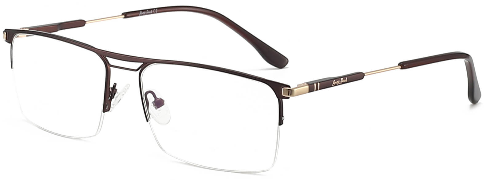 Mitchell Rectangle Brown Eyeglasses from ANRRI, angle view