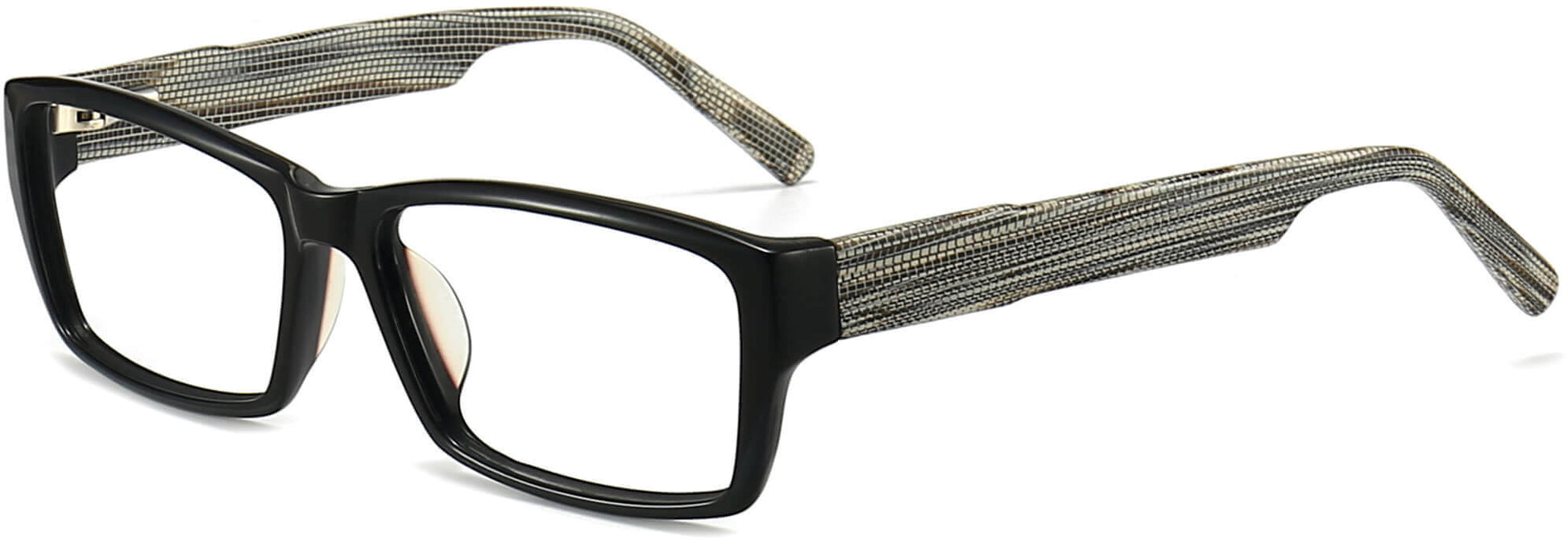 Moises Rectangle Black Eyeglasses from ANRRI, angle view