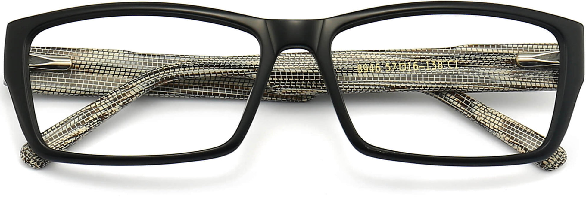 Moises Rectangle Black Eyeglasses from ANRRI, closed view