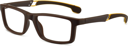 Myles Rectangle Brown Eyeglasses from ANRRI, angle view