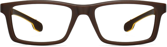 Myles Rectangle Brown Eyeglasses from ANRRI, front view