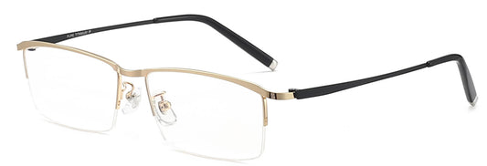 Nathanael Rectangle Gold Eyeglasses from ANRRI, angle view