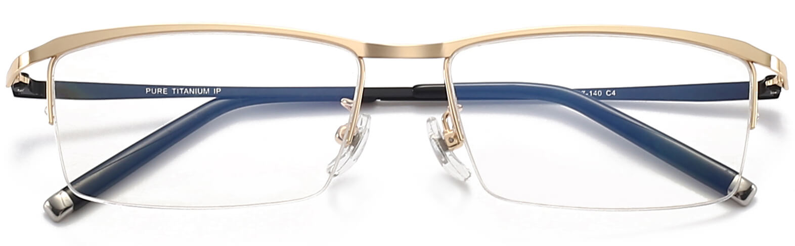 Nathanael Rectangle Gold Eyeglasses from ANRRI, closed view
