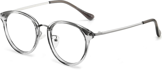 Nayeli Round Gray Eyeglasses from ANRRI, angle view