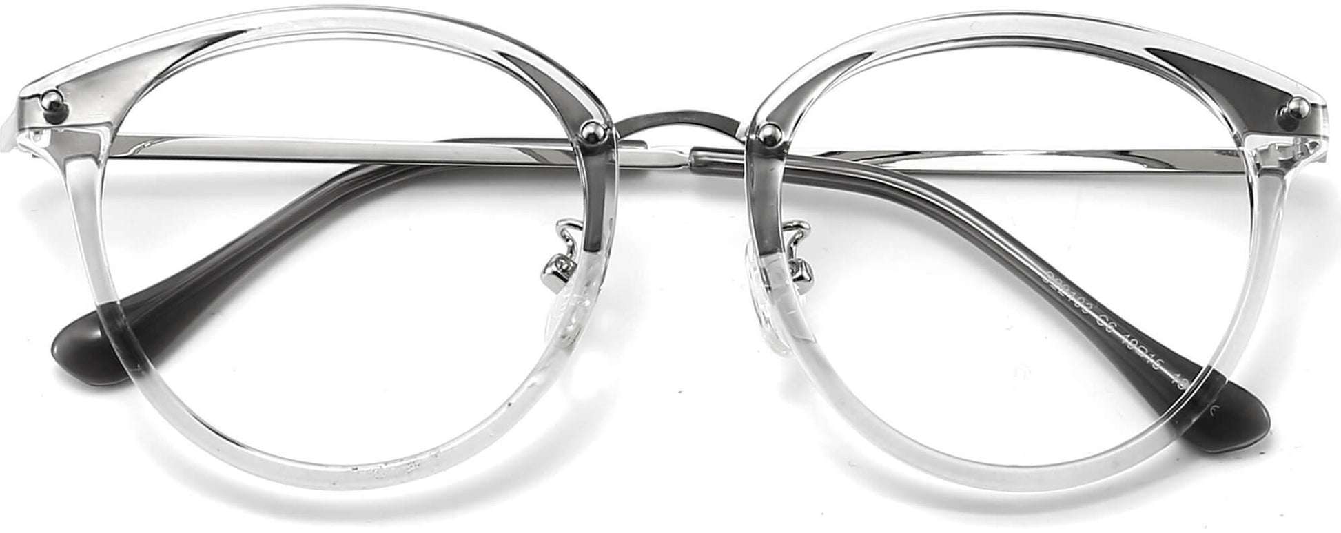 Nayeli Round Gray Eyeglasses from ANRRI, closed view