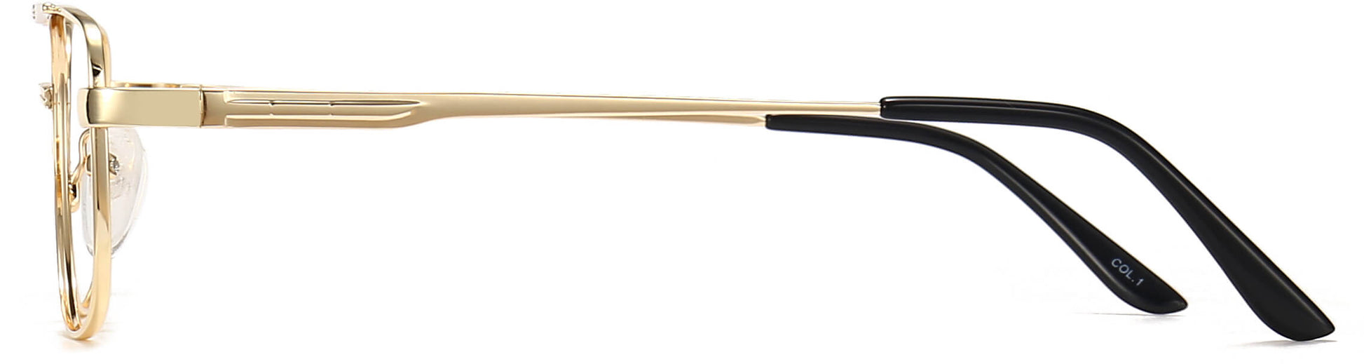 Nelson Square Gold Eyeglasses from ANRRI, side view