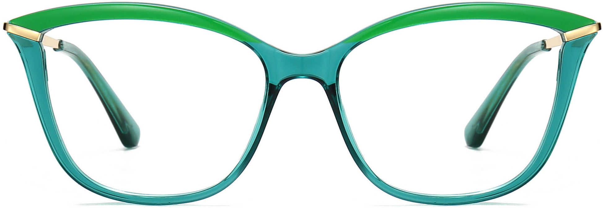 Nevaeh Cateye Green Eyeglasses from ANRRI, front view