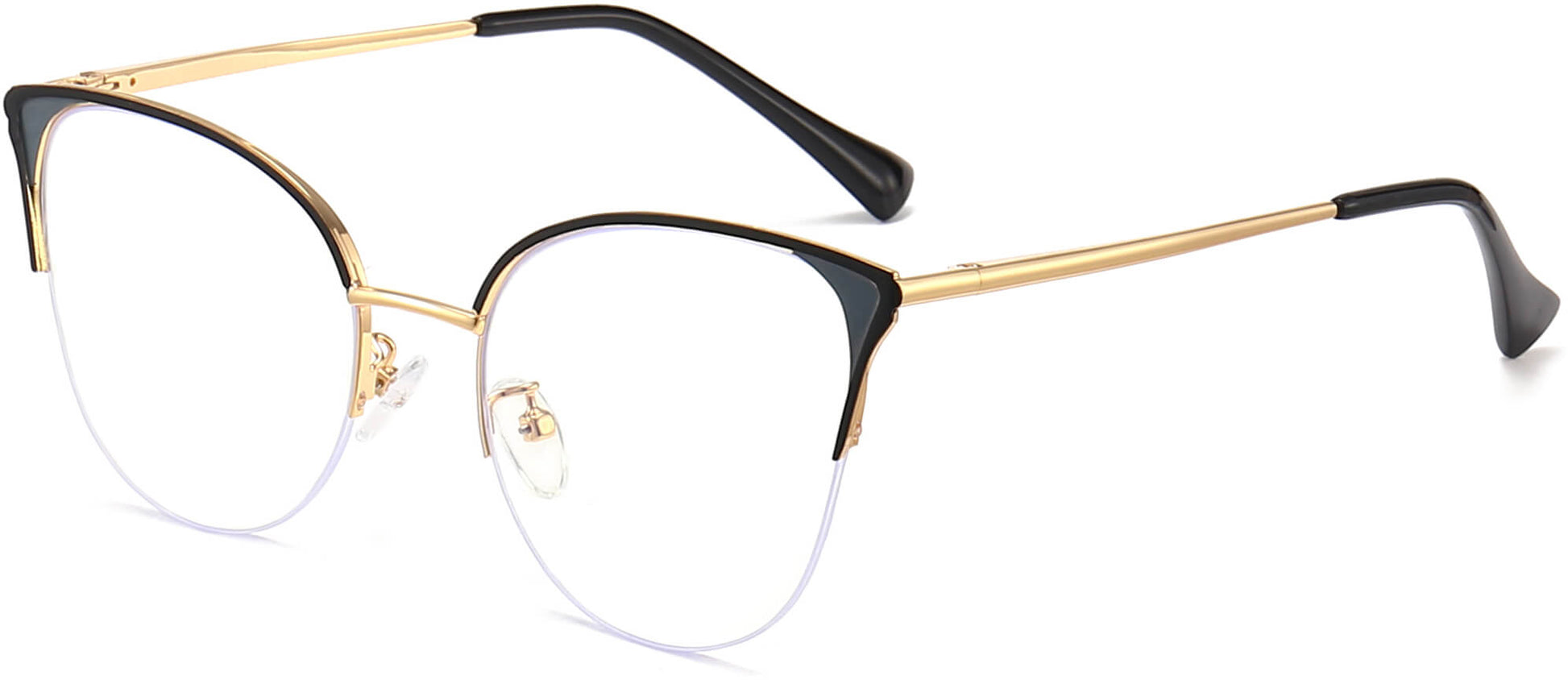 Nia Cateye Black Eyeglasses from ANRRI, angle view
