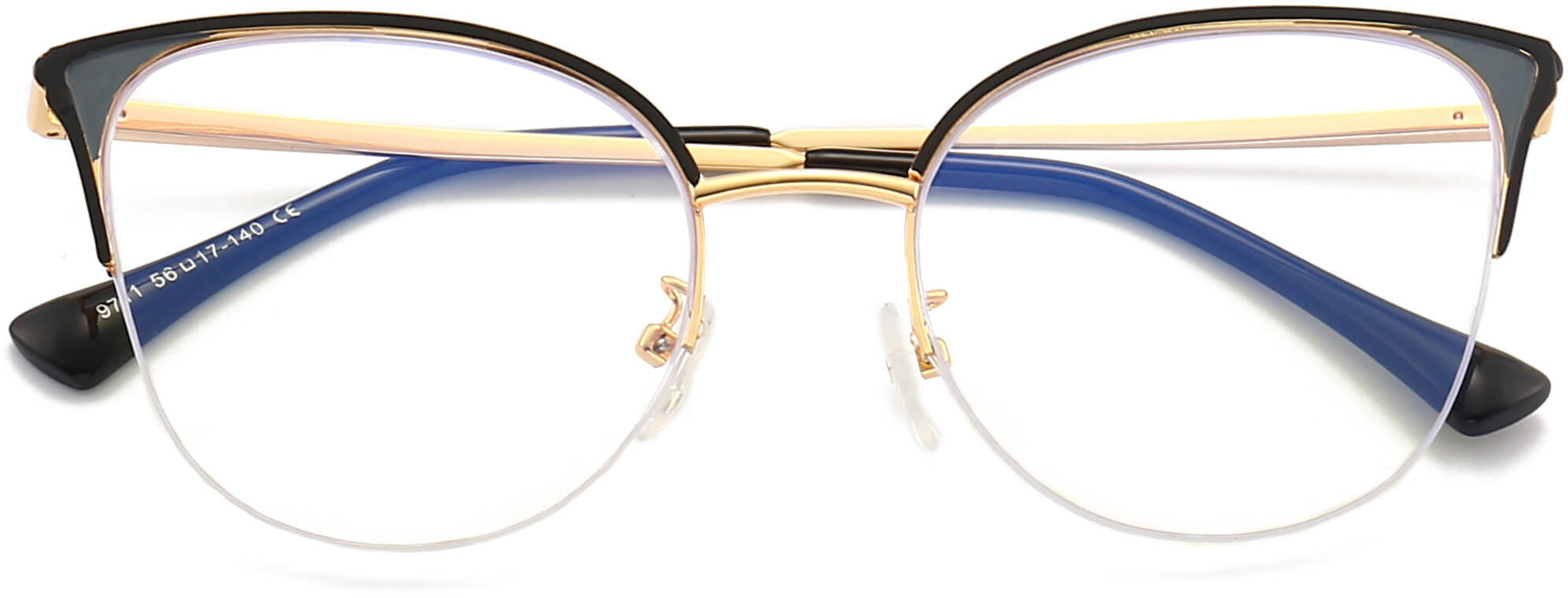 Nia Cateye Black Eyeglasses from ANRRI, closed view