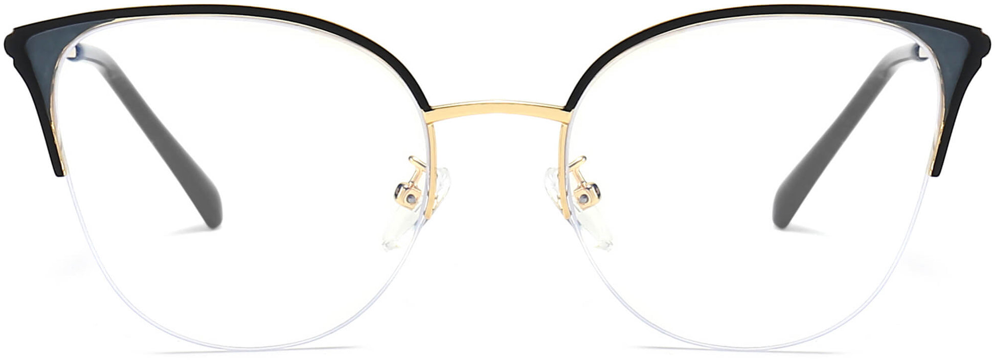 Nia Cateye Black Eyeglasses from ANRRI, front view