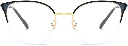 Nia Cateye Black Eyeglasses from ANRRI, front view