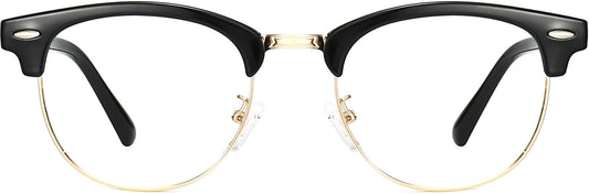 Nicolas Browline Black Eyeglasses from ANRRI, front view