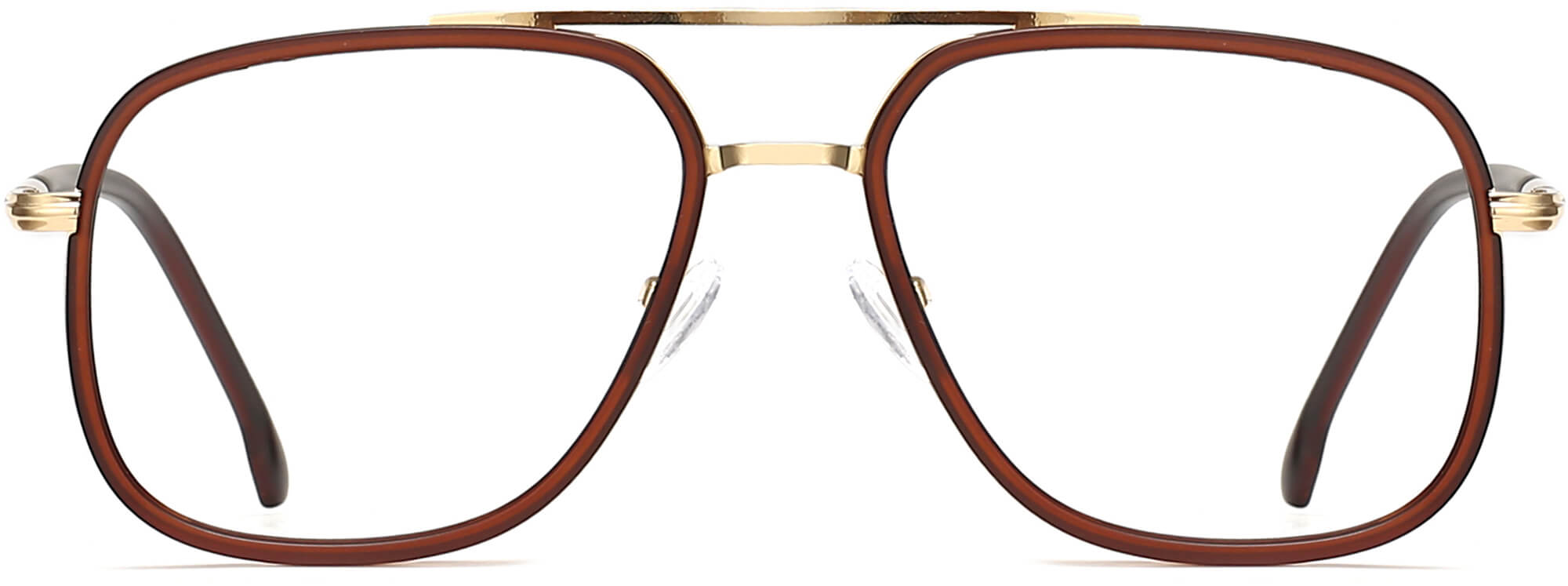 Niko Square Brown Eyeglasses from ANRRI, front view