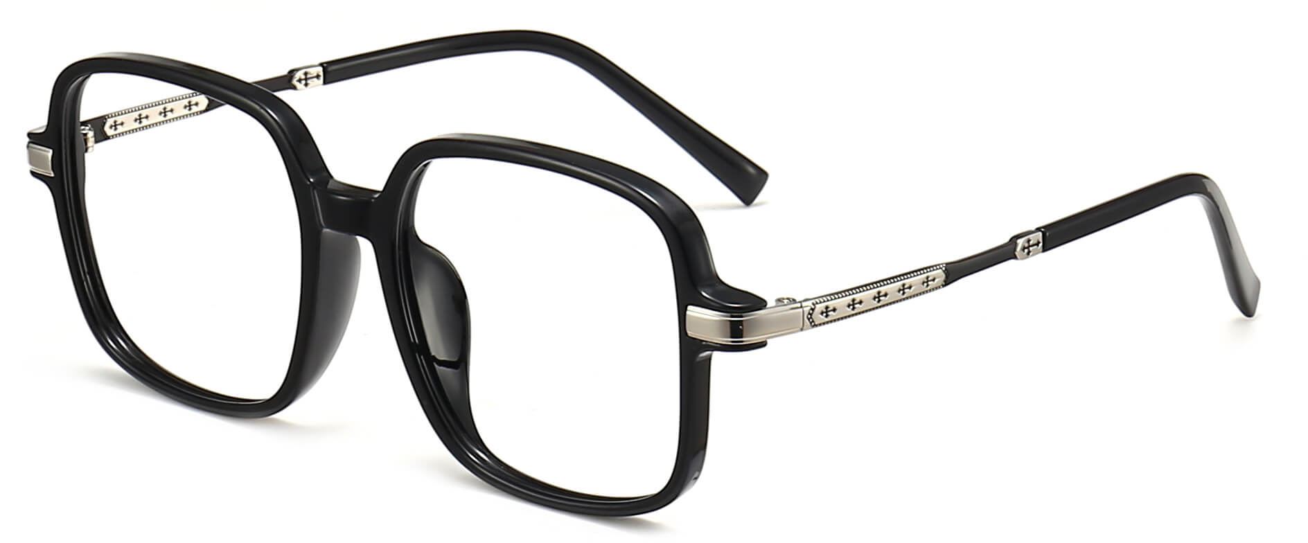 Noe Square Black Eyeglasses from ANRRI, angle view