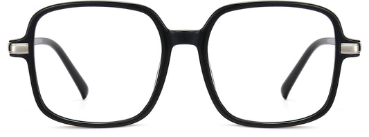 Noe Square Black Eyeglasses from ANRRI, front view