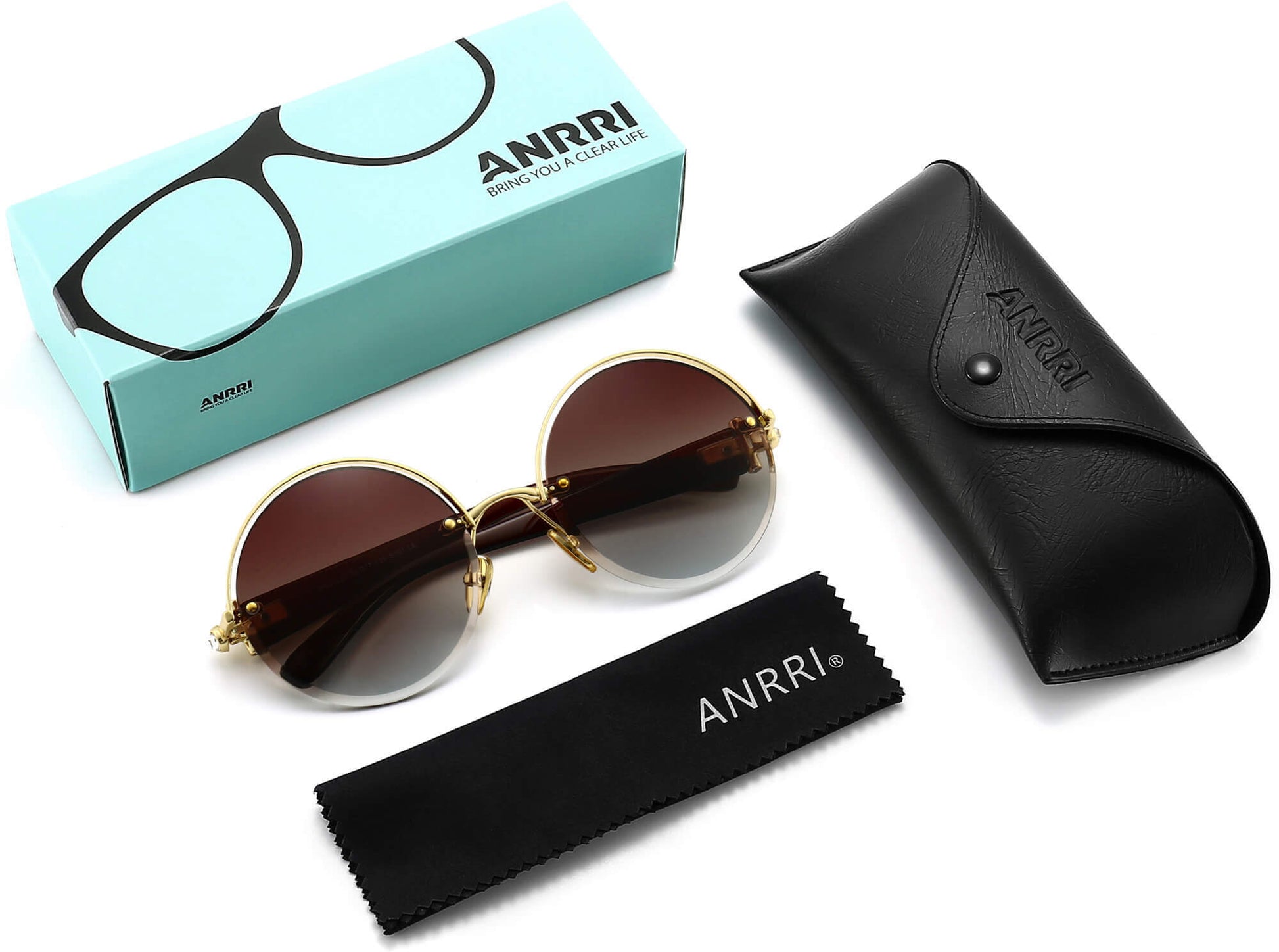 Norah Tortoise Stainless steel Sunglasses with Accessories from ANRRI