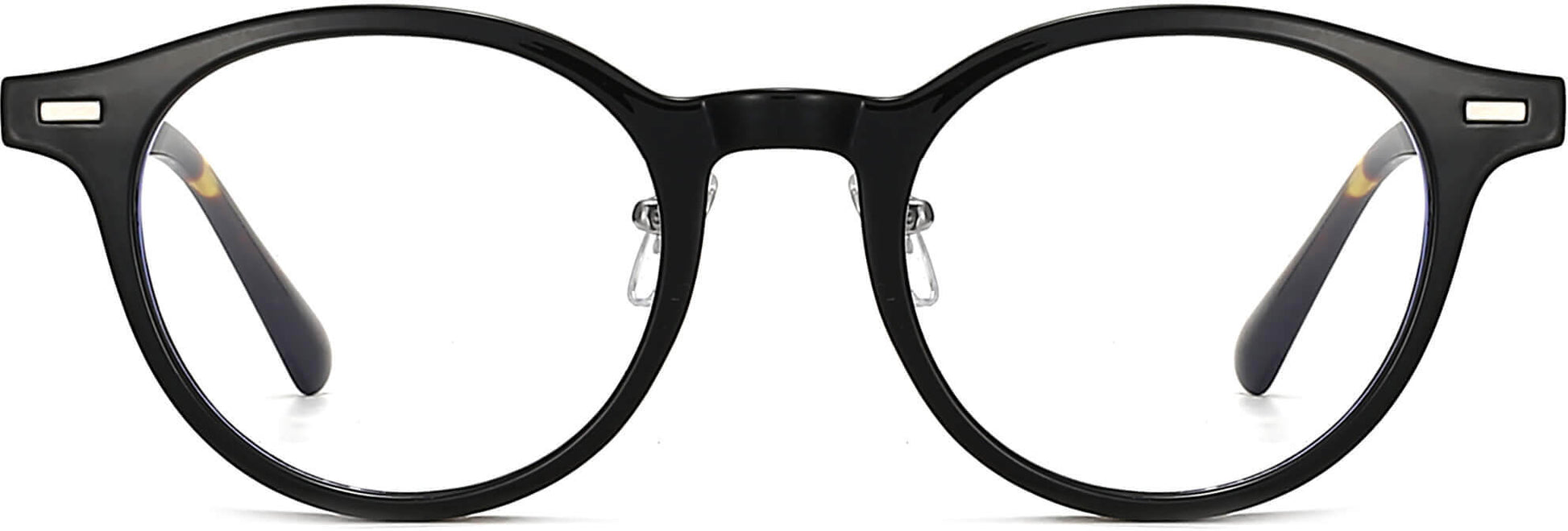 Nova Round Black Eyeglasses from ANRRI, front view