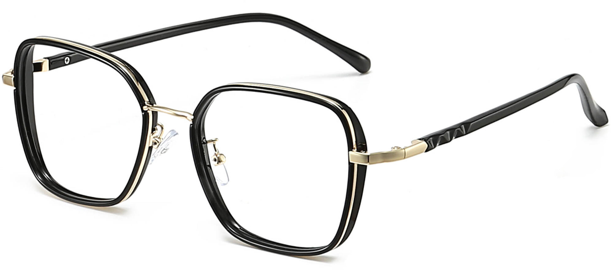Odin Square Black Tortoise Eyeglasses from ANRRI, angle view