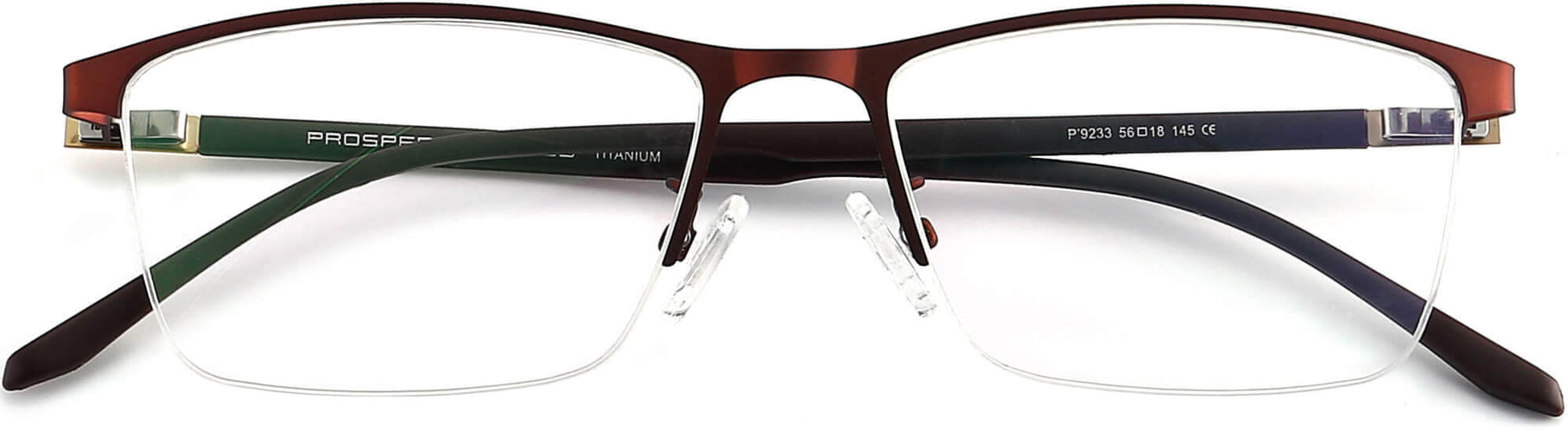 Oswin Rectangle Brown Eyeglasses from ANRRI, closed view