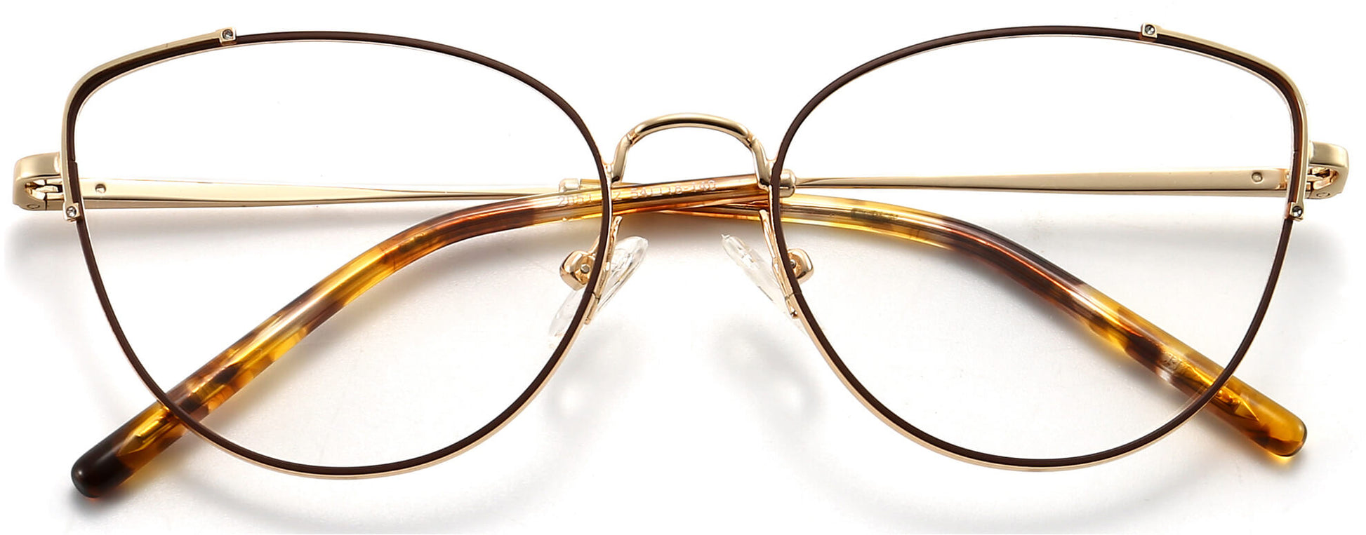 Palermo cateye  metal gold Eyeglasses from ANRRI, closed view