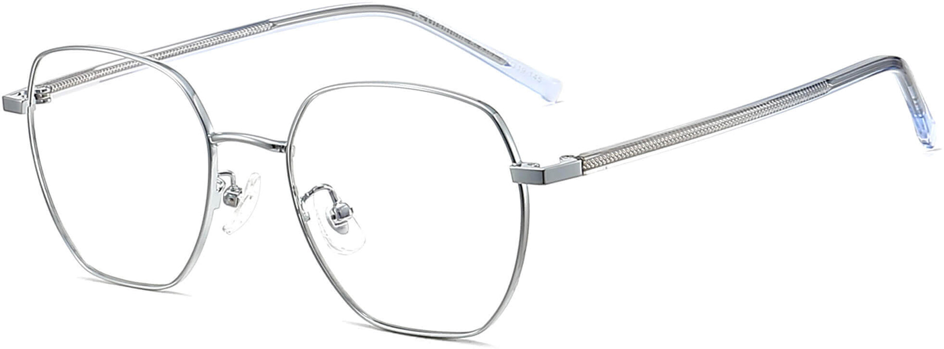 Pavone Geometric Silver Eyeglasses from ANRRI, angle view