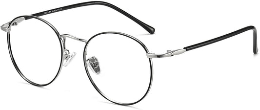 Penelope Round Black Eyeglasses from ANRRI, angle view
