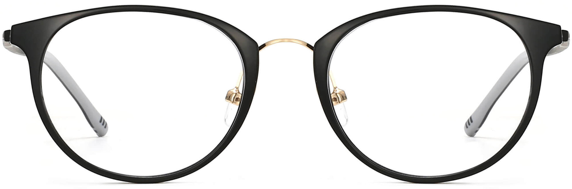 Polly Round Black Eyeglasses from ANRRI, front view