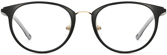 Polly Round Black Eyeglasses from ANRRI, front view