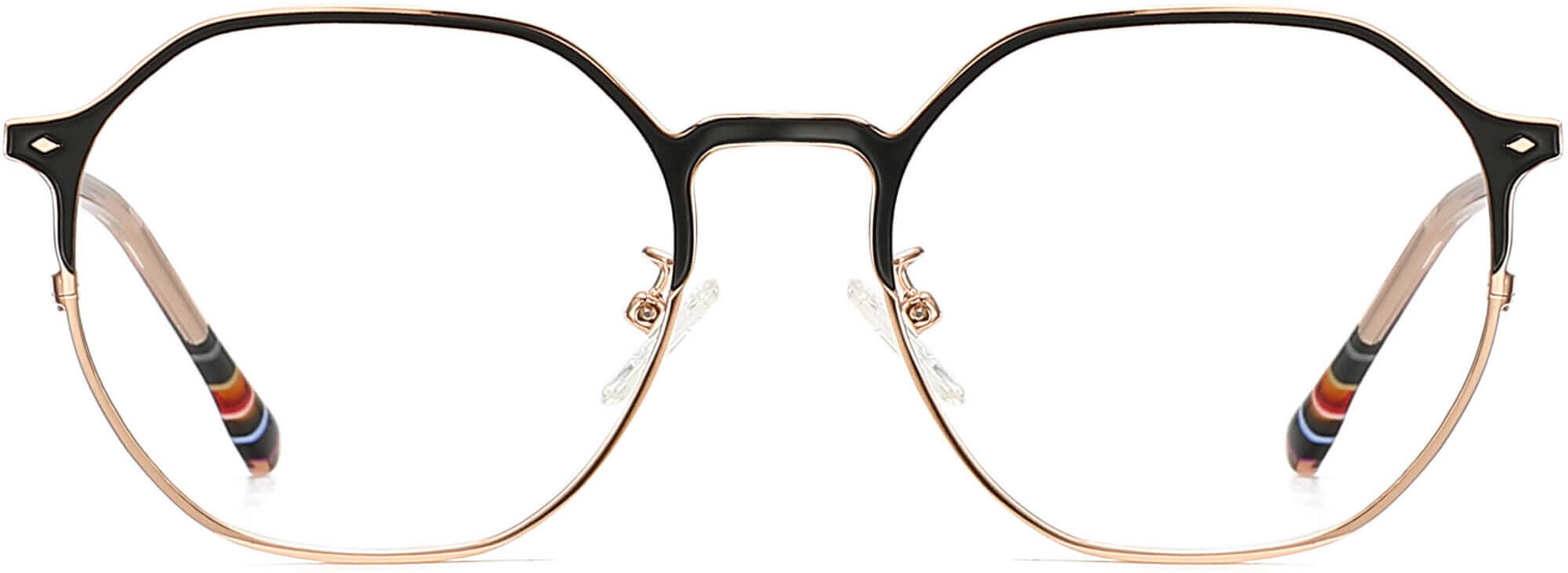 Raiden Geometric Black Eyeglasses from ANRRI, front view