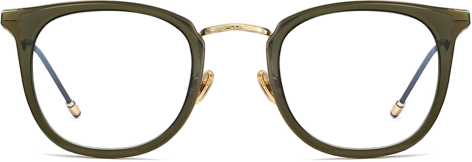 Raven Round Green Eyeglasses from ANRRI, front view
