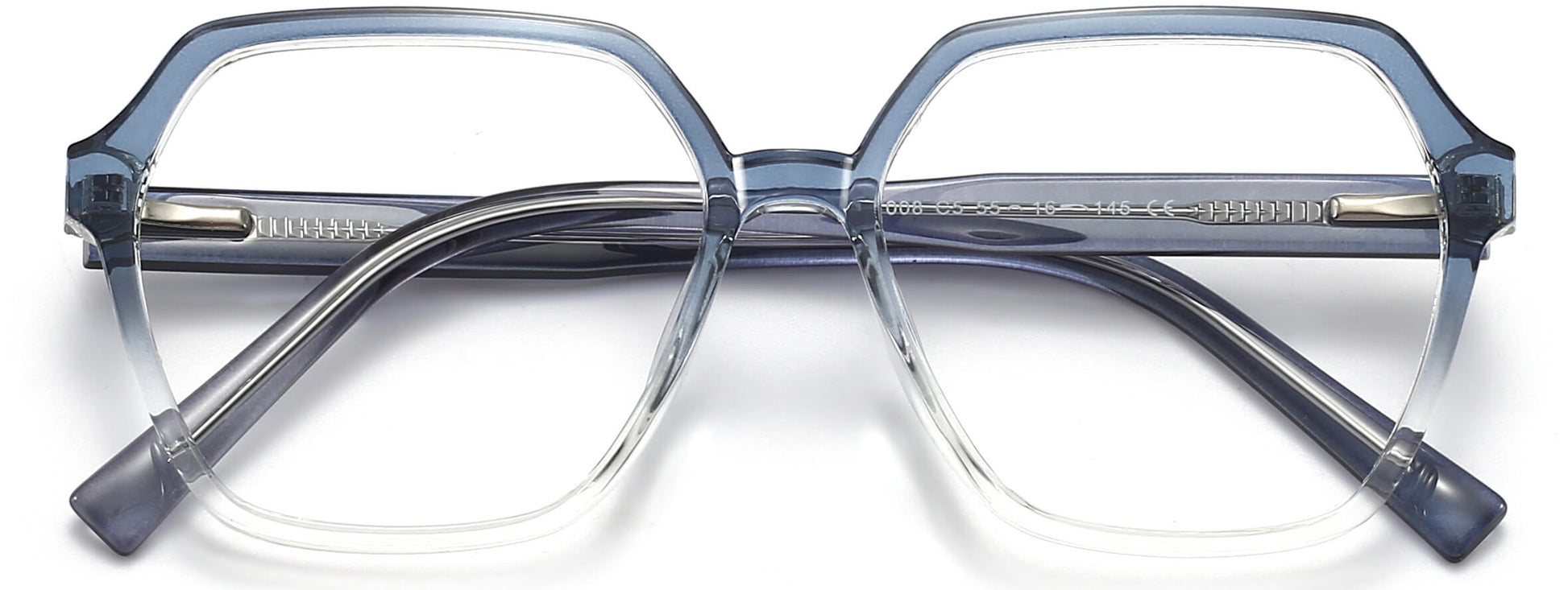 Rayne Geometric Blue Eyeglasses from ANRRI, closed view