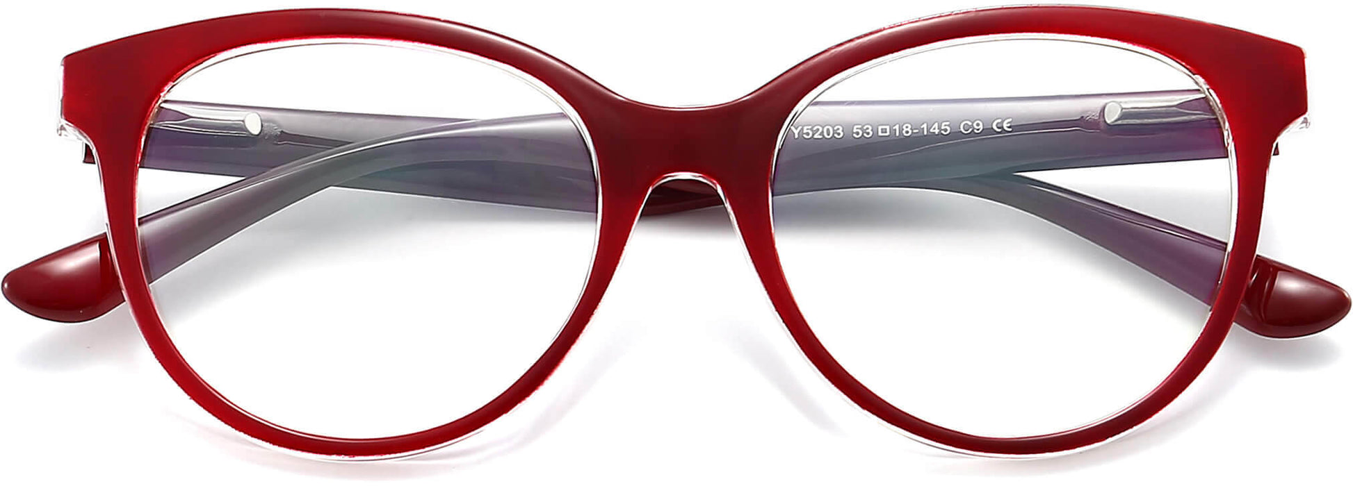 Remy Cateye Red Eyeglasses from ANRRI, closed view