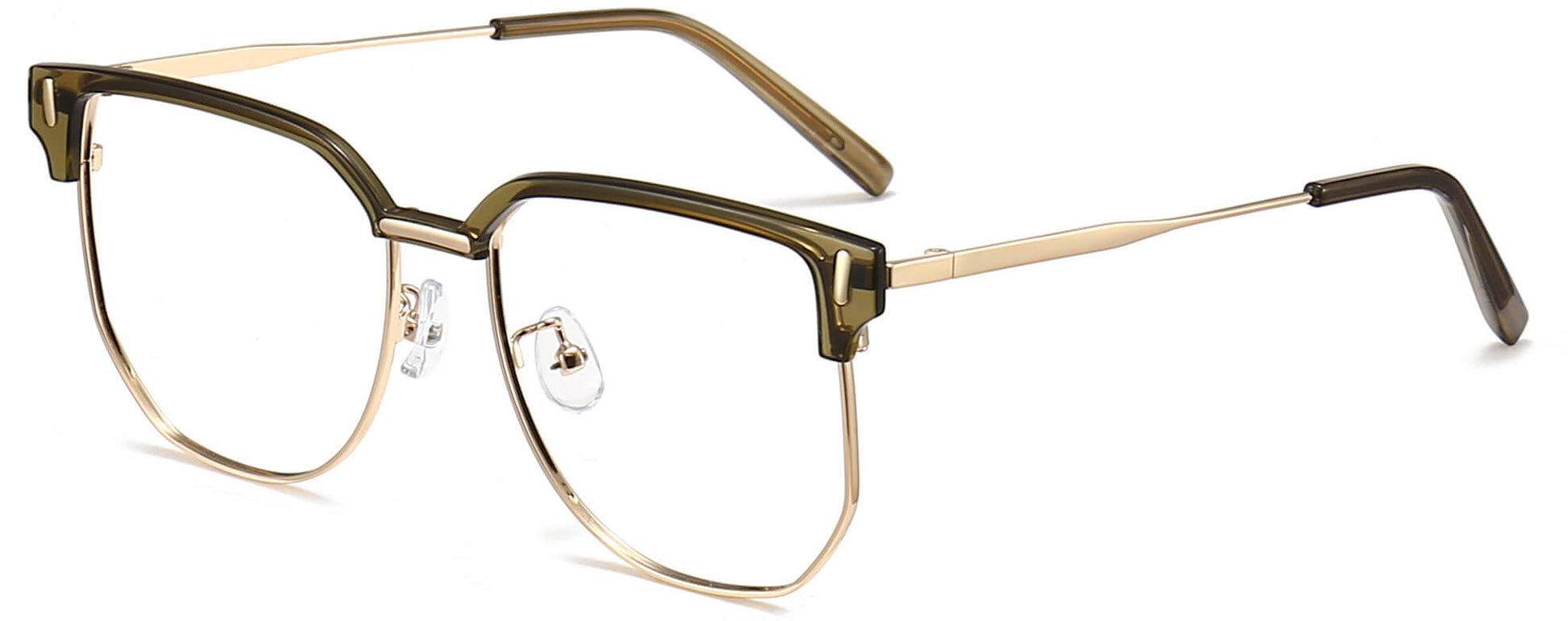 Rex Browline Green Eyeglasses from ANRRI, angle view