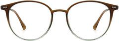Rhea Round Brown Eyeglasses from ANRRI, front view