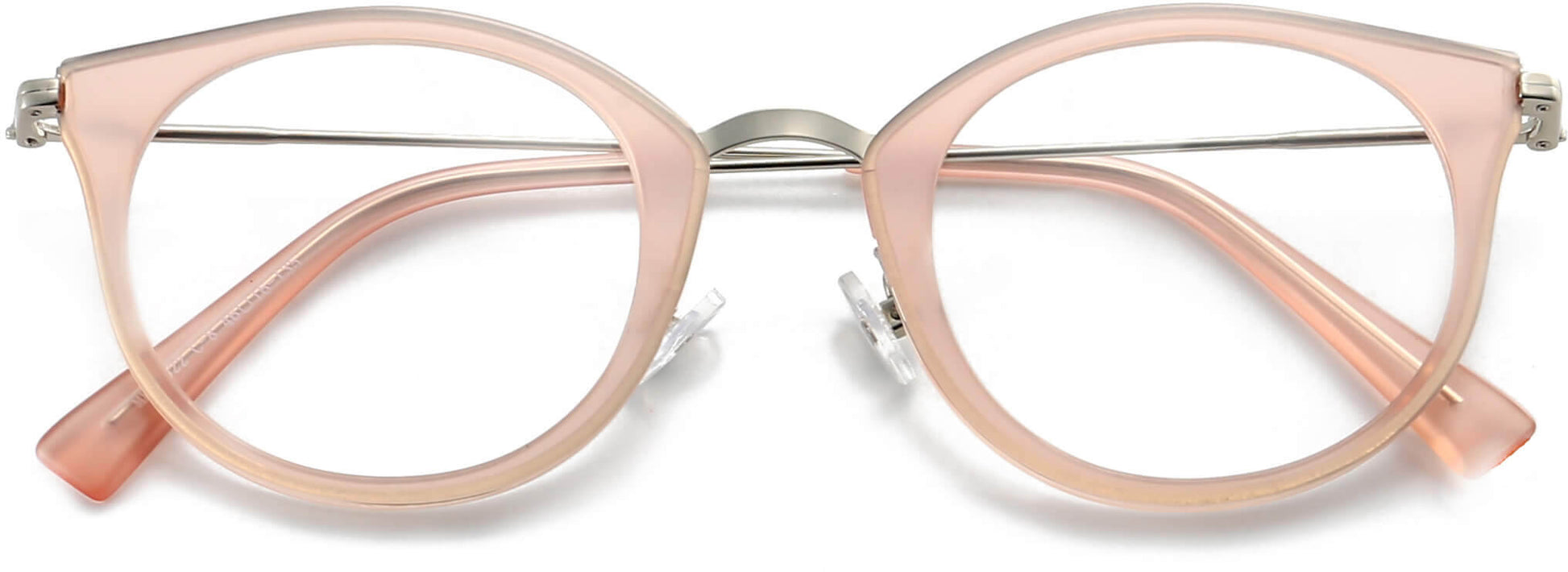 Rita Round Pink Eyeglasses from ANRRI, closed view