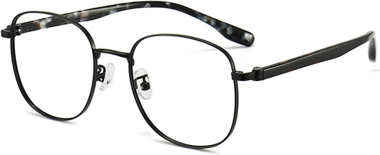 Rocco Square Black Eyeglasses from ANRRI, angle view