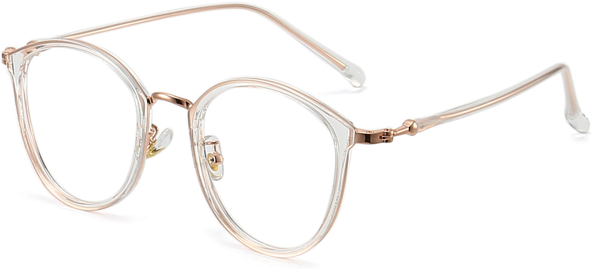 Rory Round Gold Eyeglasses from ANRRI, angle view
