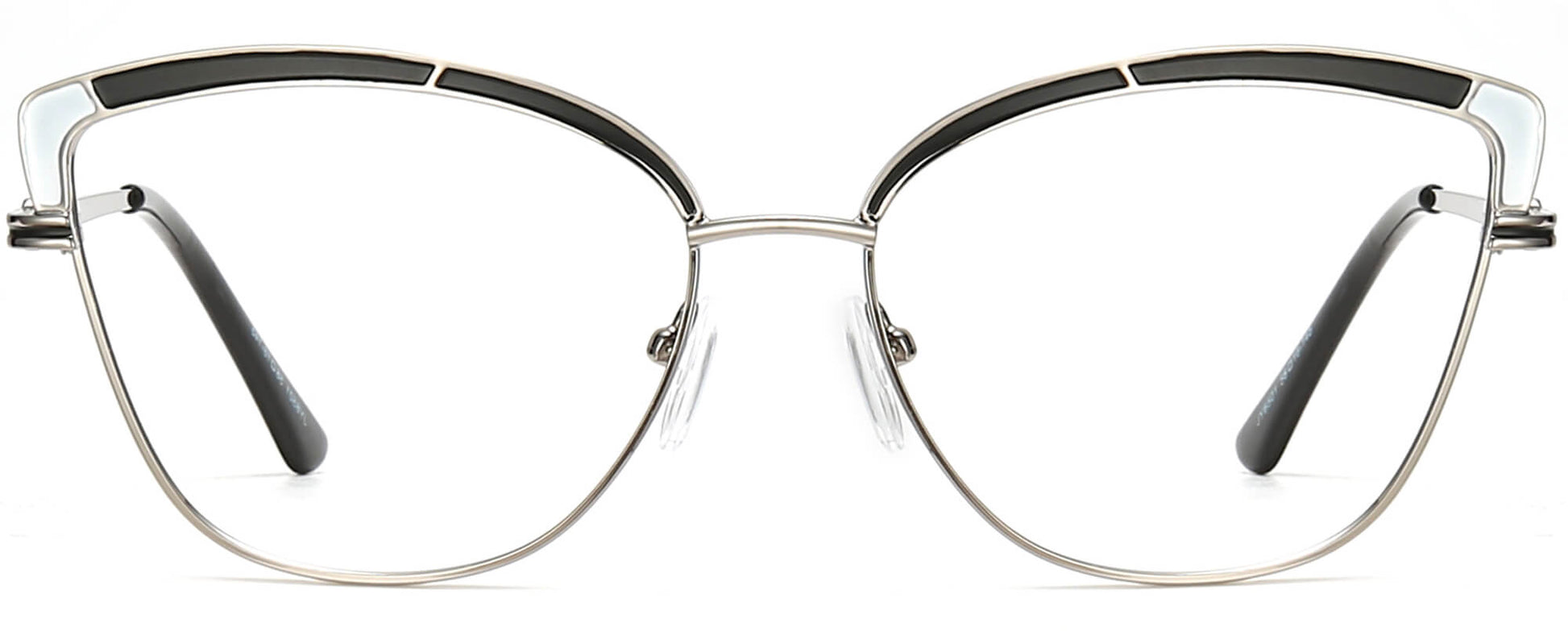 Rylie Cateye Silver Eyeglasses from ANRRI, front view