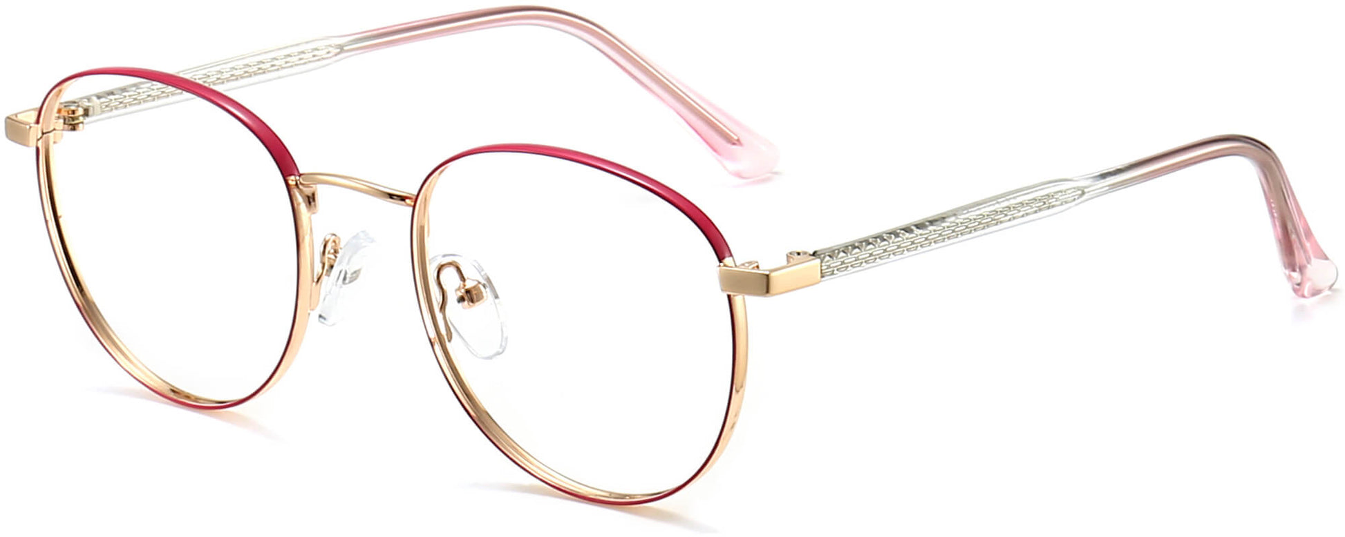 Saige Round Red Eyeglasses from ANRRI, angle view