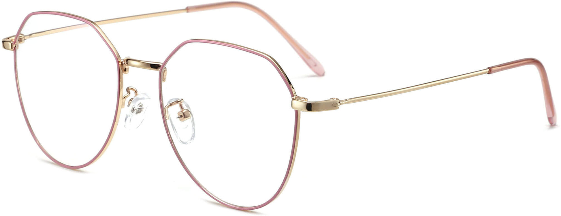Sana Pink Metal Eyeglasses from ANRRI, Angle View