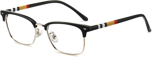 Santana Browline Black Eyeglasses from ANRRI, angle view