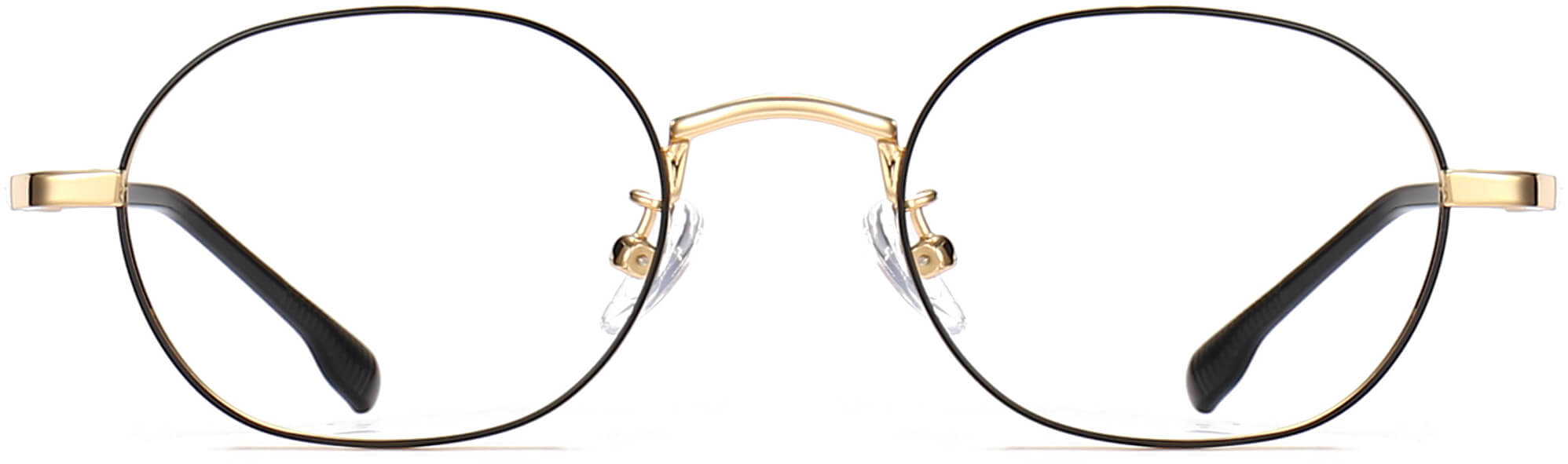 Santino Round Black Eyeglasses from ANRRI, front view